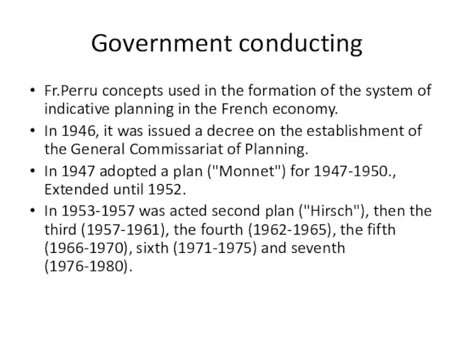 Government conducting Fr.Perru concepts used in the formation of the system of