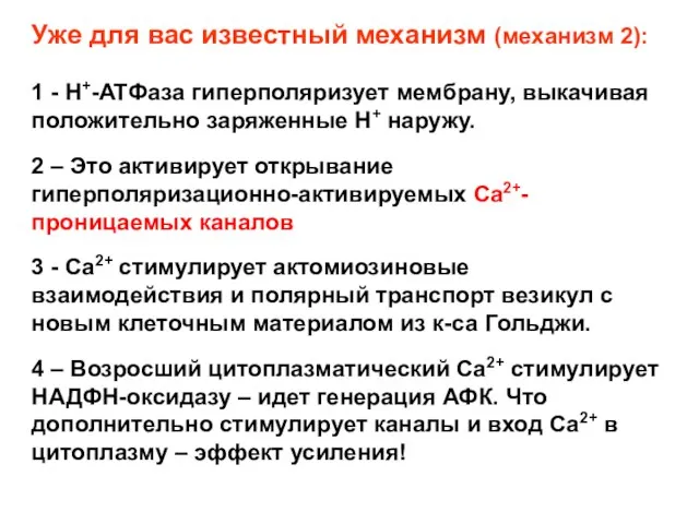 Уже для вас известный механизм (механизм 2): 1 - H+-ATФаза гиперполяризует мембрану,