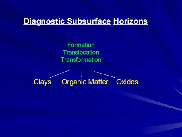 Diagnostic Subsurface Horizons Clays Organic Matter Oxides Formation Translocation Transformation