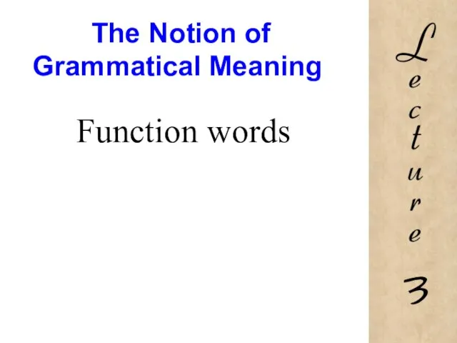 The Notion of Grammatical Meaning Function words
