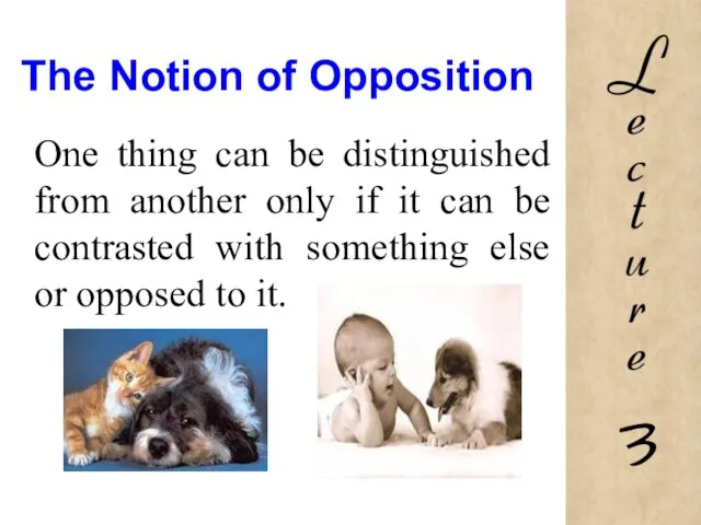 The Notion of Opposition One thing can be distinguished from another only