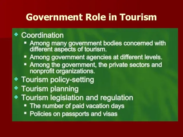 Government Role in Tourism