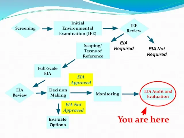 Screening Initial Environmental Examination (IEE) EIA Not Required EIA Required Monitoring EIA