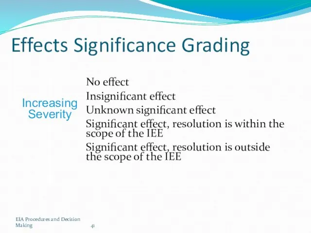 EIA Procedures and Decision Making Effects Significance Grading No effect Insignificant effect