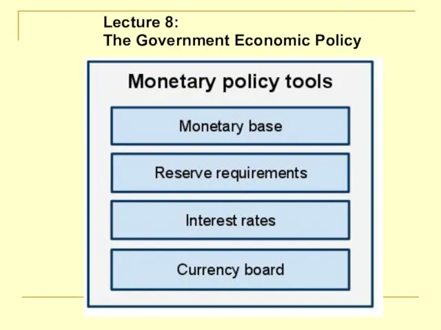 Lecture 8: The Government Economic Policy