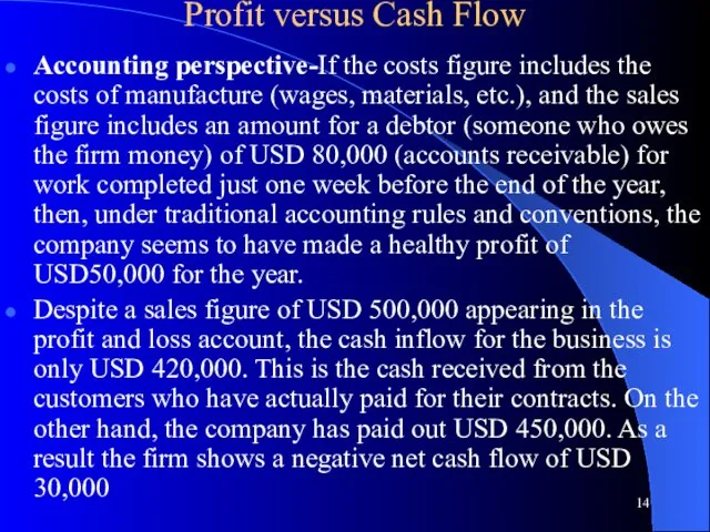 Profit versus Cash Flow Accounting perspective-If the costs figure includes the costs