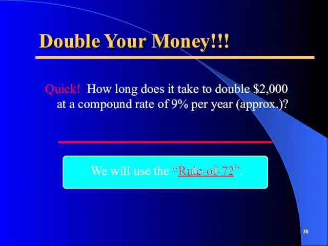 Double Your Money!!! Quick! How long does it take to double $2,000