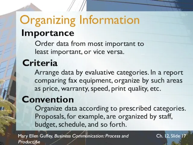 Mary Ellen Guffey, Business Communication: Process and Product, 6e Ch. 12, Slide