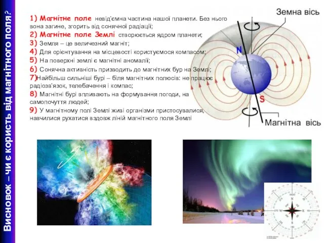 Висновок – чи є користь від магнітного поля? 1) Магнітне поле невід’ємна