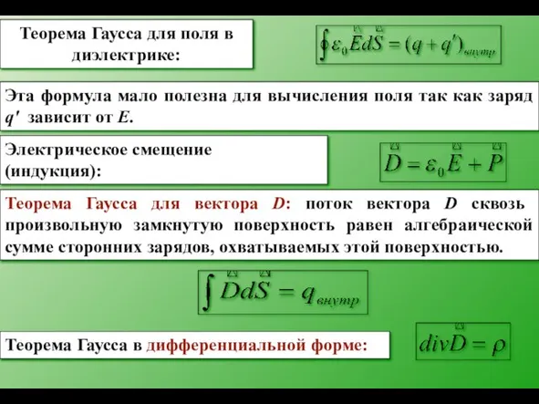 Теорема Гаусса для поля в диэлектрике: Эта формула мало полезна для вычисления
