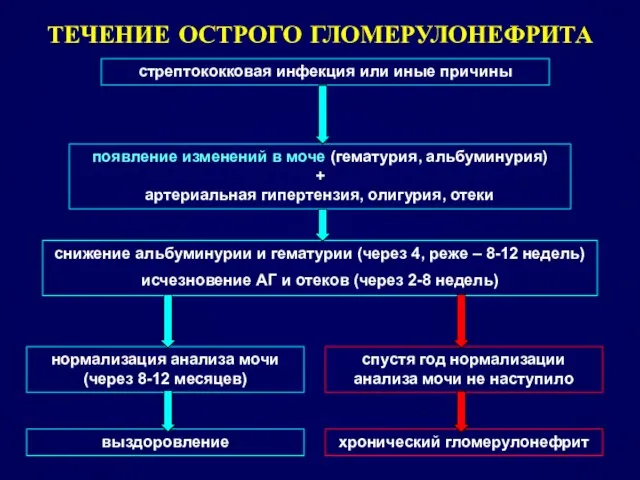 ТЕЧЕНИЕ ОСТРОГО ГЛОМЕРУЛОНЕФРИТА стрептококковая инфекция или иные причины