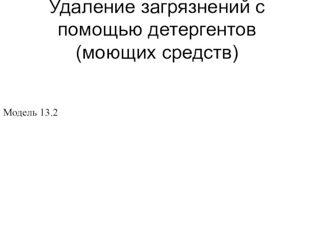 Удаление загрязнений с помощью детергентов (моющих средств) Модель 13.2