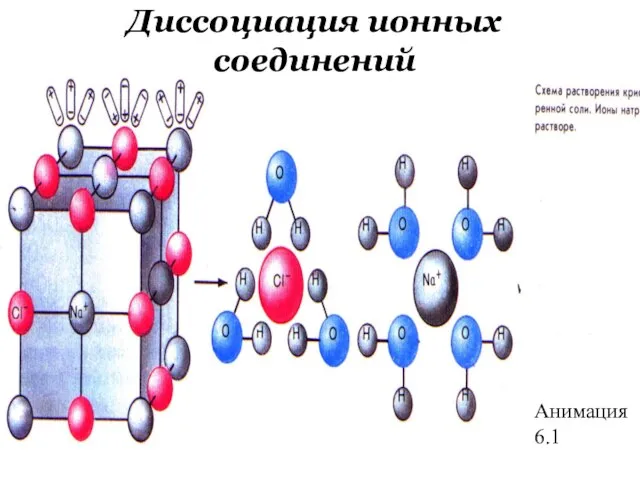 Анимация 6.1 Диссоциация ионных соединений