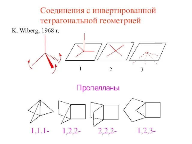 Cоединения с инвертированной тетрагональной геометрией K. Wiberg, 1968 г.