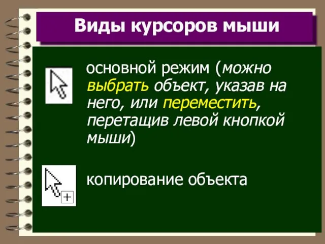 Виды курсоров мыши основной режим (можно выбрать объект, указав на него, или