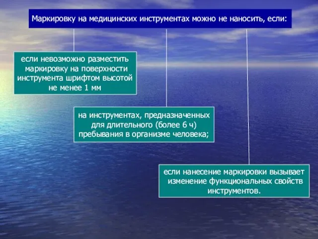 Маркировку на медицинских инструментах можно не наносить, если: если невозможно разместить маркировку