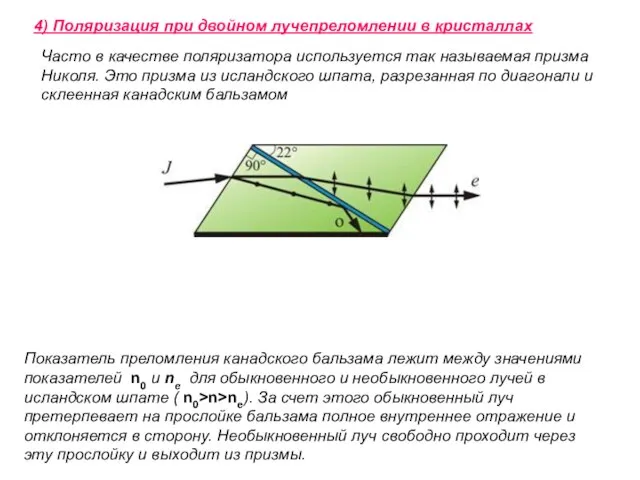 Часто в качестве поляризатора используется так называемая призма Николя. Это призма из