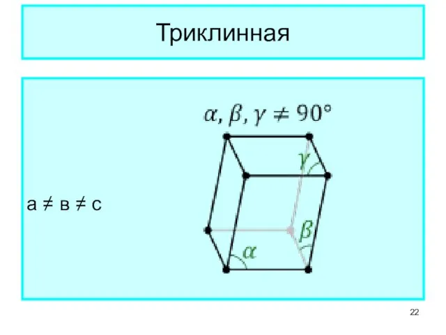 Триклинная а ≠ в ≠ с