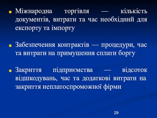 Міжнародна торгівля — кількість документів, витрати та час необхідний для експорту та