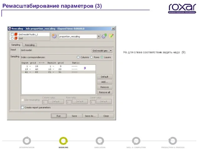 Ремасштабирование параметров (3) Но для слоев соответствие задать надо (9). 9