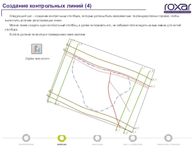 Следующий шаг – создание контрольных столбцов, которые должны быть максимально перпендикулярны строкам,