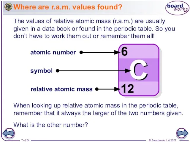 Where are r.a.m. values found? The values of relative atomic mass (r.a.m.)