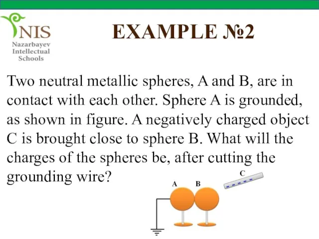 EXAMPLE №2 Two neutral metallic spheres, A and B, are in contact