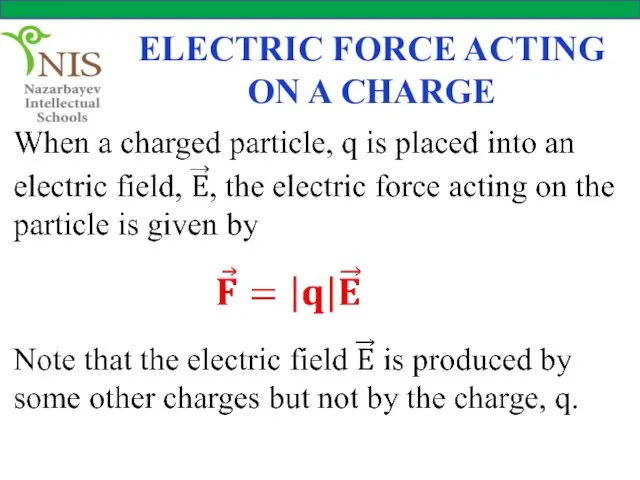 ELECTRIC FORCE ACTING ON A CHARGE