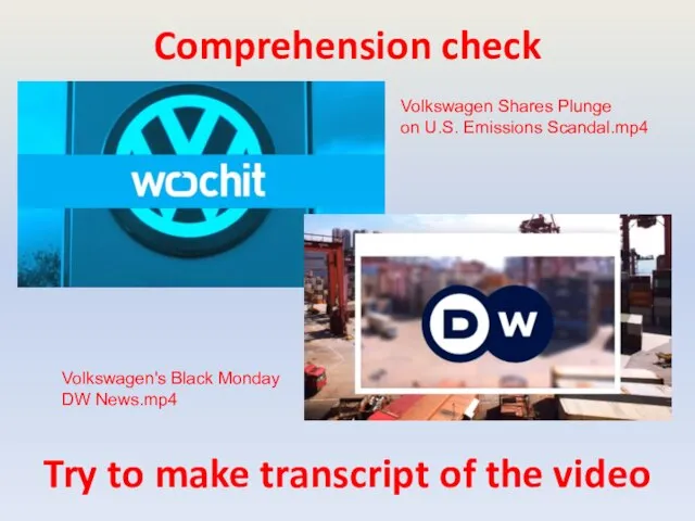 Comprehension check Volkswagen Shares Plunge on U.S. Emissions Scandal.mp4 Volkswagen's Black Monday