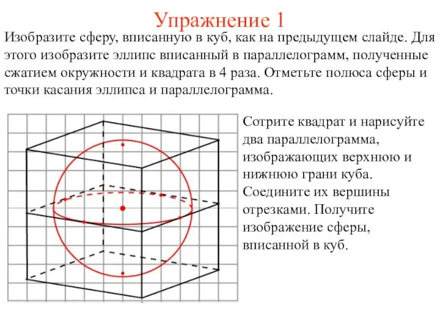 Упражнение 1 Сотрите квадрат и нарисуйте два параллелограмма, изображающих верхнюю и нижнюю