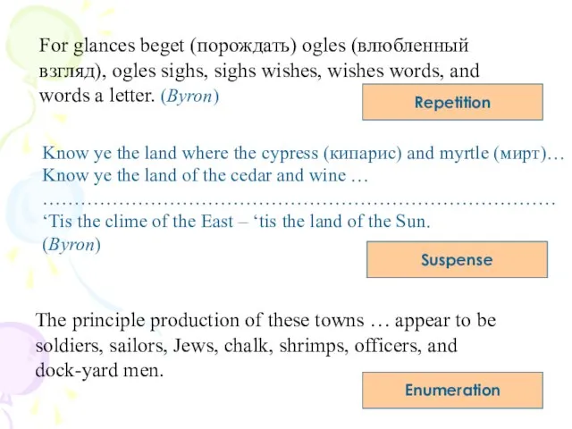 For glances beget (порождать) ogles (влюбленный взгляд), ogles sighs, sighs wishes, wishes