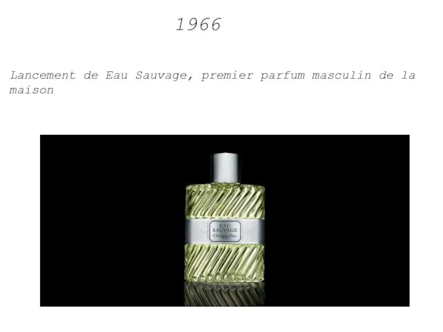 Lancement de Eau Sauvage, premier parfum masculin de la maison 1966