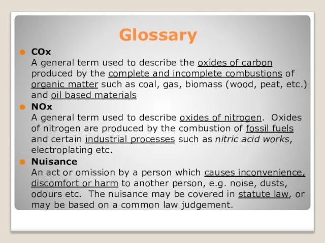 Glossary COx A general term used to describe the oxides of carbon