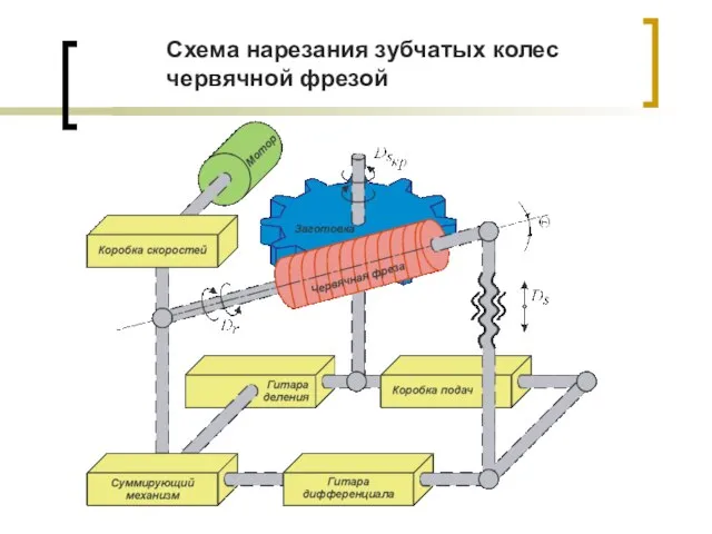 Схема нарезания зубчатых колес червячной фрезой