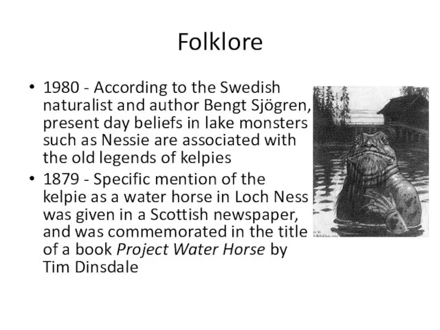 Folklore 1980 - According to the Swedish naturalist and author Bengt Sjögren,