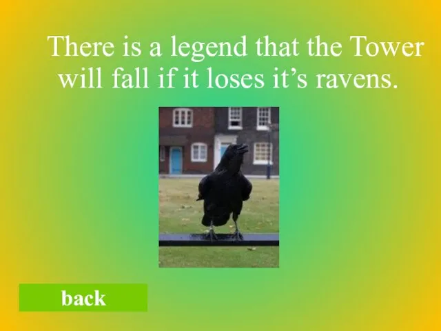 There is a legend that the Tower will fall if it loses it’s ravens. back