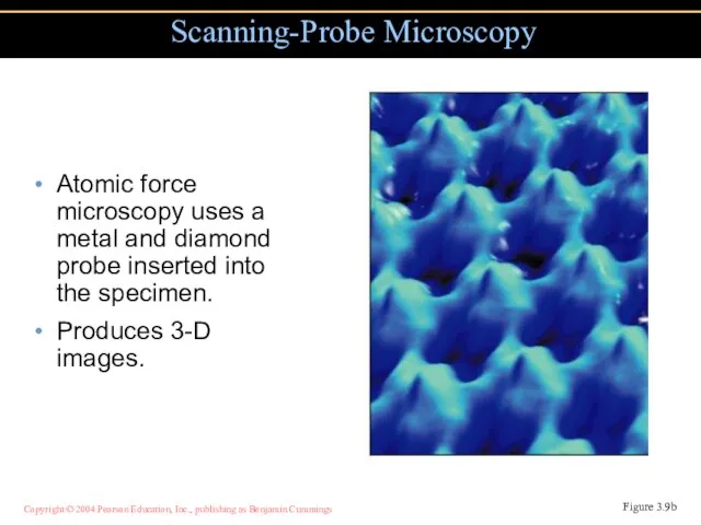 Atomic force microscopy uses a metal and diamond probe inserted into the