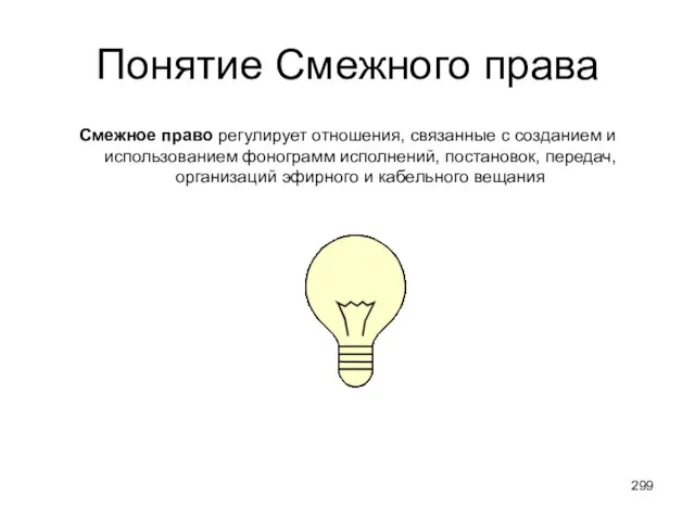 Понятие Смежного права Смежное право регулирует отношения, связанные с созданием и использованием