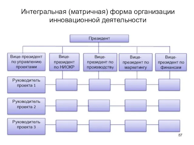 Интегральная (матричная) форма организации инновационной деятельности