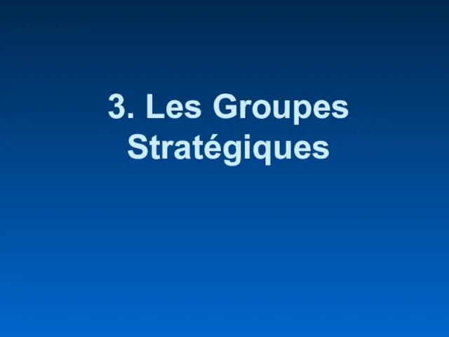 3. Les Groupes Stratégiques