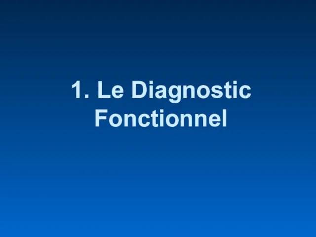 1. Le Diagnostic Fonctionnel