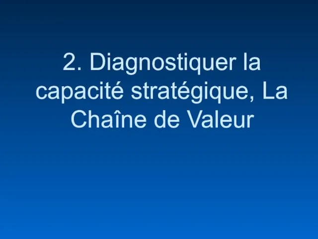 2. Diagnostiquer la capacité stratégique, La Chaîne de Valeur