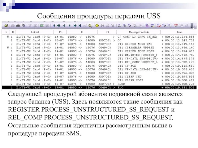 Сообщения процедуры передачи USS Следующей процедурой абонентов подвижной связи является запрос баланса