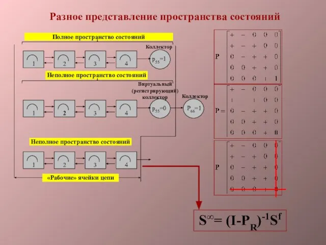 Коллектор p55=1 Виртуальный (регистрирующий) коллектор p55=0 P66=1 Коллектор «Рабочие» ячейки цепи Полное