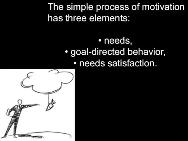 The simple process of motivation has three elements: needs, goal-directed behavior, needs satisfaction.