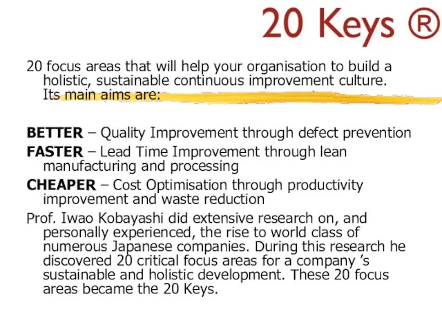 20 focus areas that will help your organisation to build a holistic,