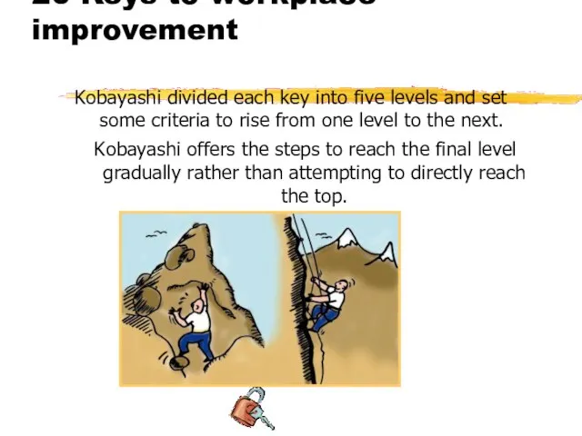 20 Keys to workplace improvement Kobayashi divided each key into five levels