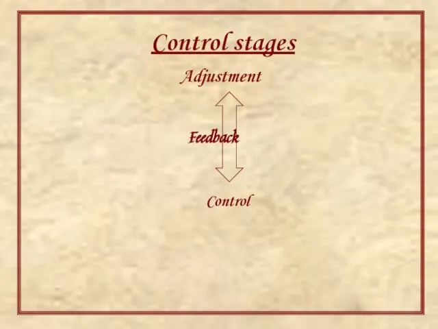 Control stages Adjustment Control Feedback