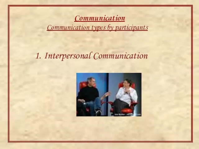 Communication Communication types by participants Interpersonal Communication