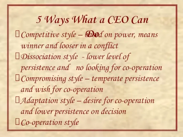 5 Ways What a CEO Can Do Competitive style – based on
